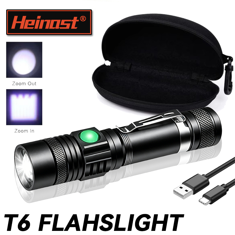 Outdoor Lighting House - T6 LED Rechargeable Flashlight,18650 Zoomable Torch,