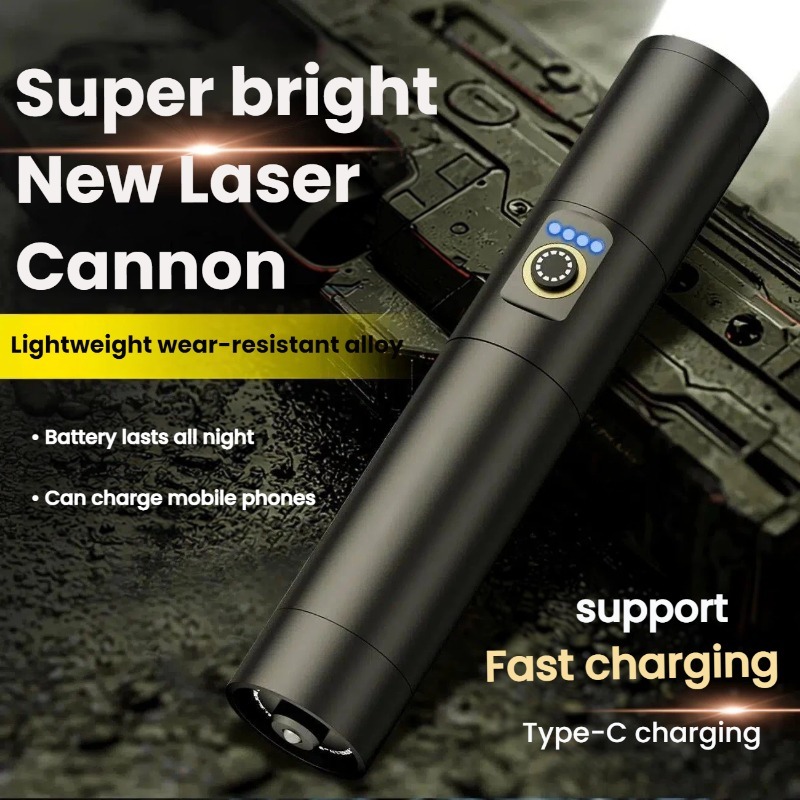Outdoor Lighting Quality - Strong Light LED Flashlight Type-C Charging