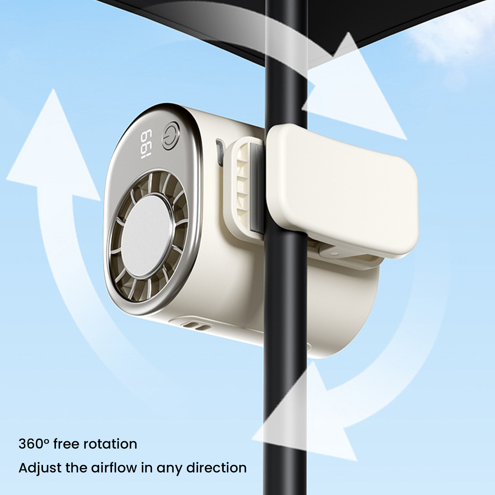 Umbrella Led Clip - Portable Clip Fan USB Rechargeable Mini
