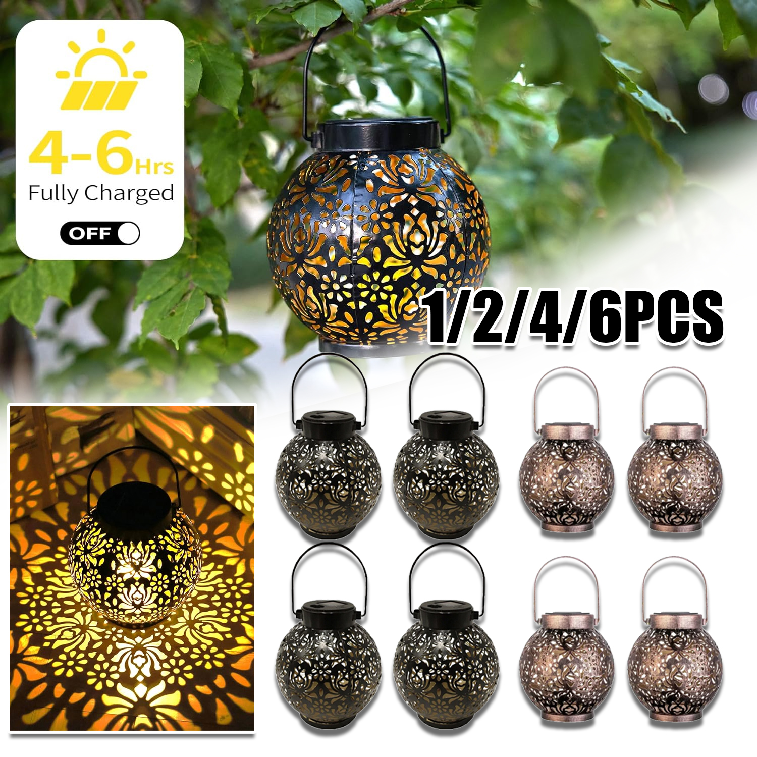 Outdoor Lighting For Gazebo - 1-6PCS Moroccan Solar Lanterns Outdoor Waterproof