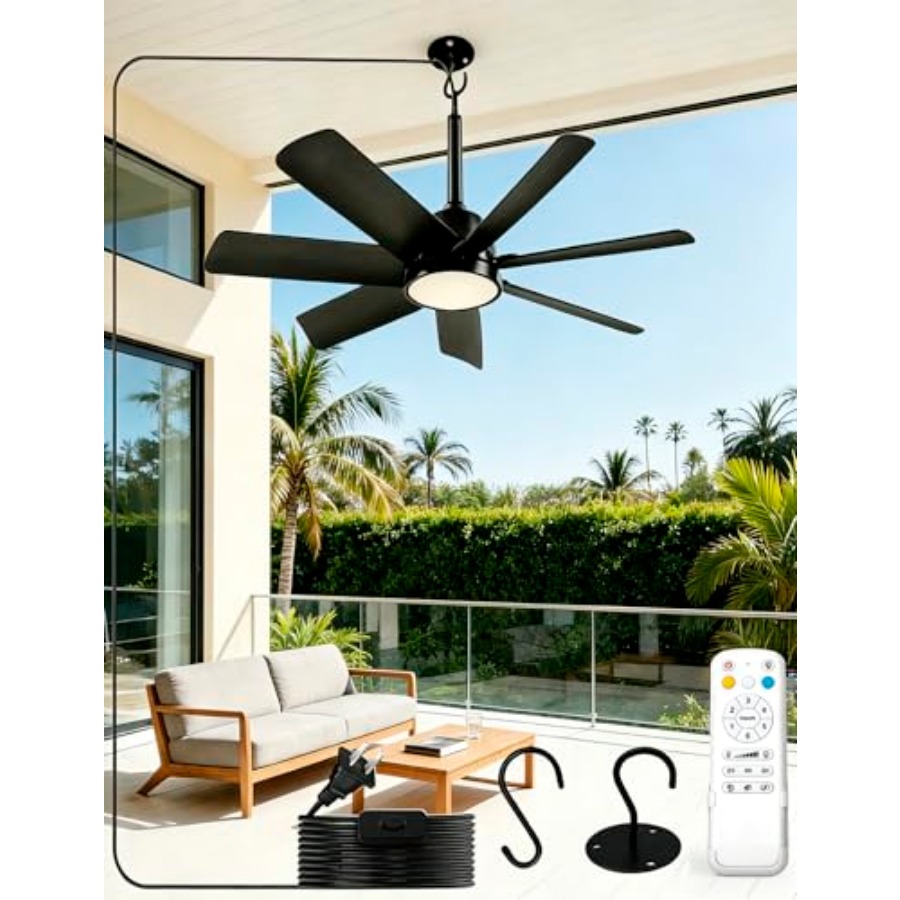 Outdoor Lighting For Gazebo - 28 Inch Plug-In Outdoor Ceiling Fan