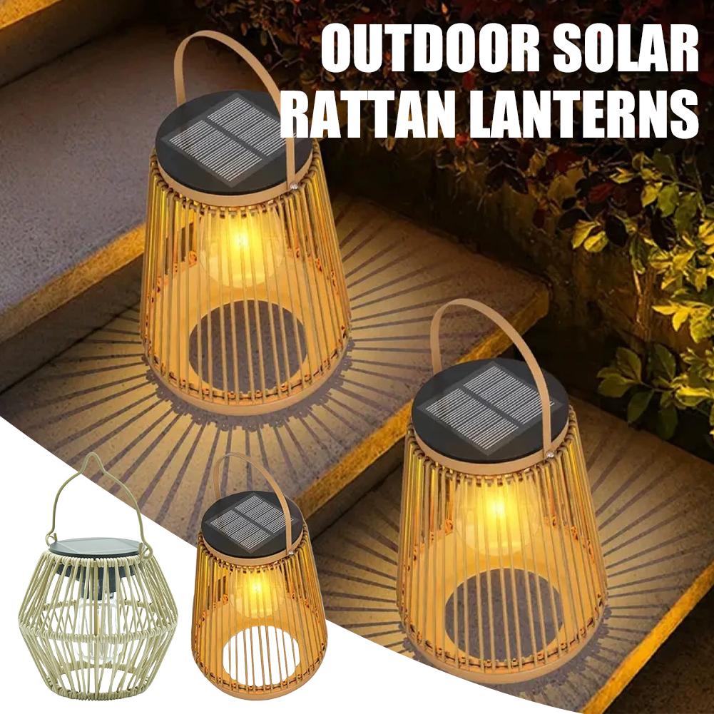 Hanging Outdoor Lighting - IP65 Waterproof Solar Rattan Lantern Por