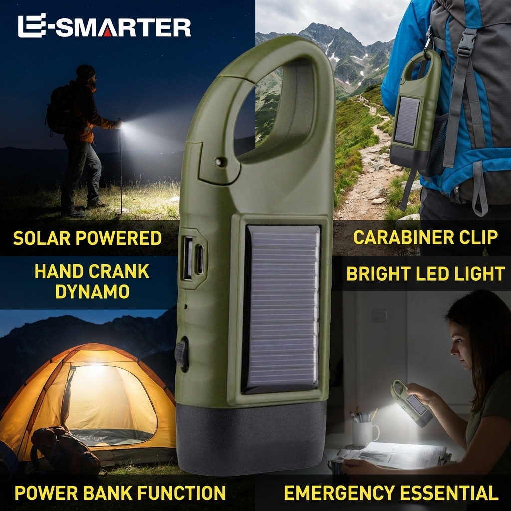 Fire Torch Solar - Solar Hand Crank Emergency Flashlight Multi-Function