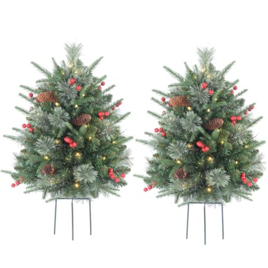 Outdoor Lighting Battery Operated - 30 Inch Outdoor Prelit Christmas Tree