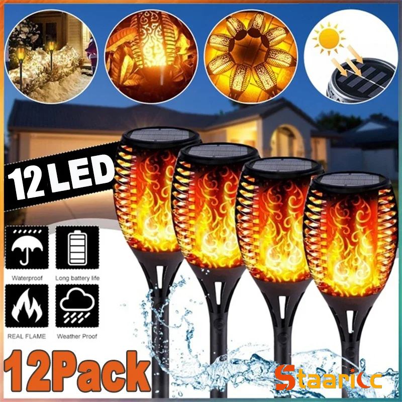 1-12PCS 12LED Solar Flame Torc – Fire Torch Solar Bewertung und Preis