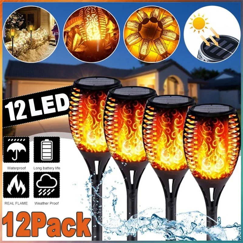 1-12PCS 12LED Solar Flame Torc – Fire Torch Solar Bewertung und Preis