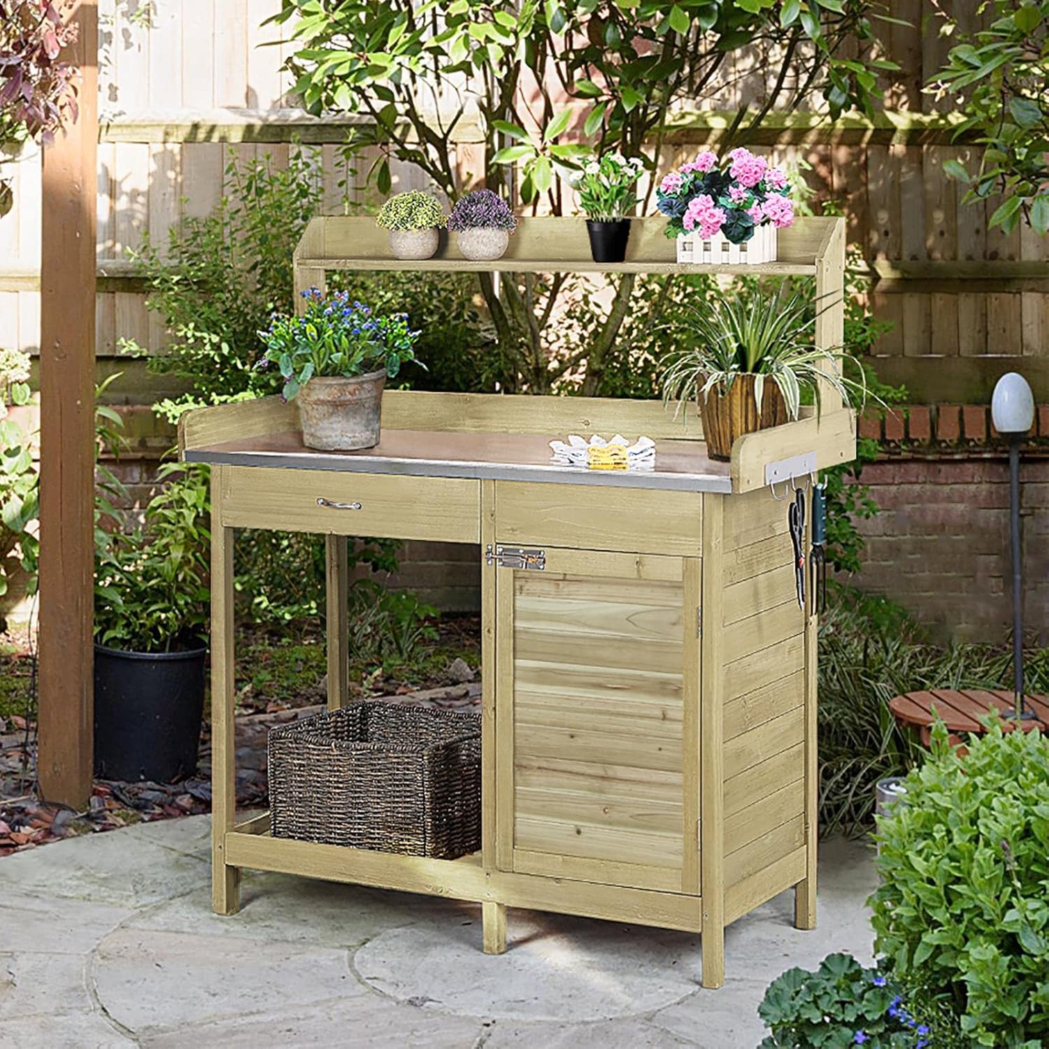 Outdoor Potting Bench Table, G – Outdoor Lighting Hooks Bewertung und Preis