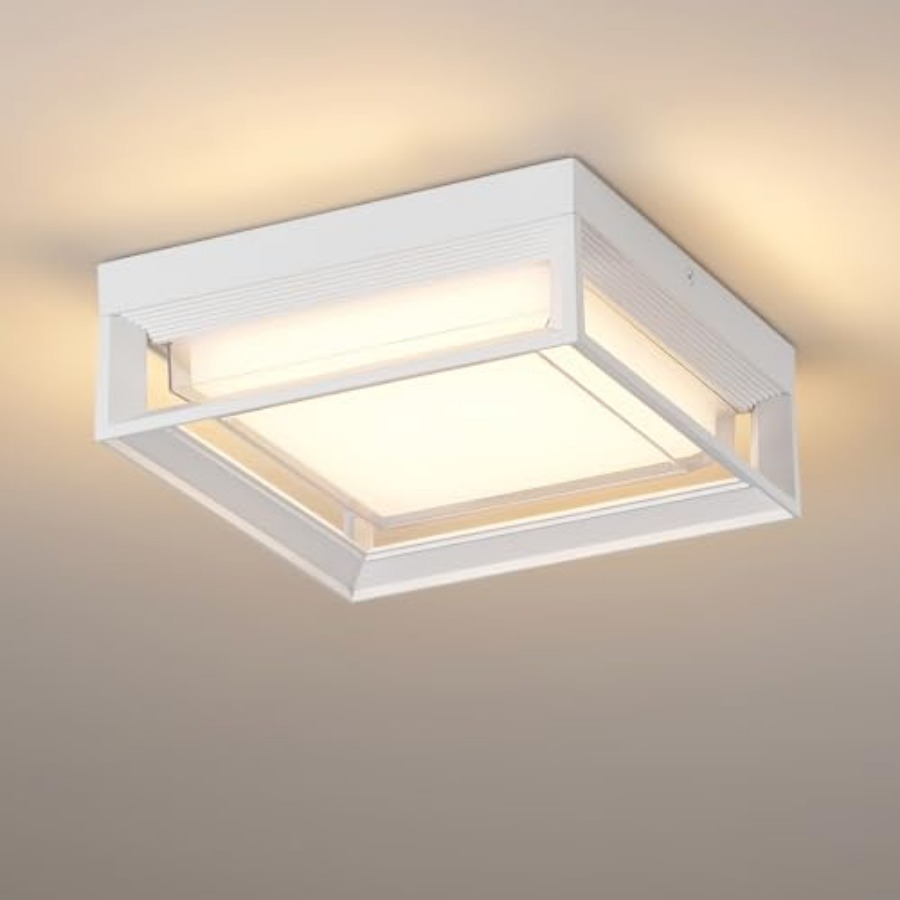 White Square Flush Mount Outdo – Outdoor Lighting For Patio Bewertung und Preis