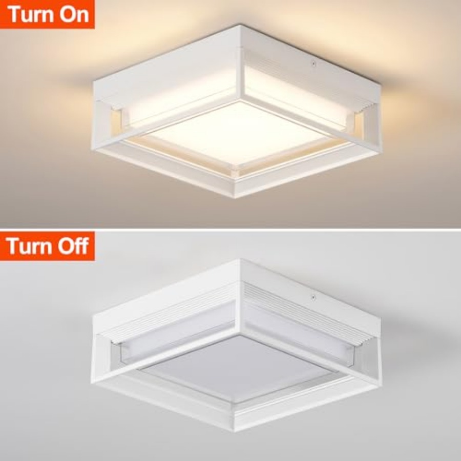 White Square Flush Mount Outdo – Outdoor Lighting For Patio Bewertung und Preis