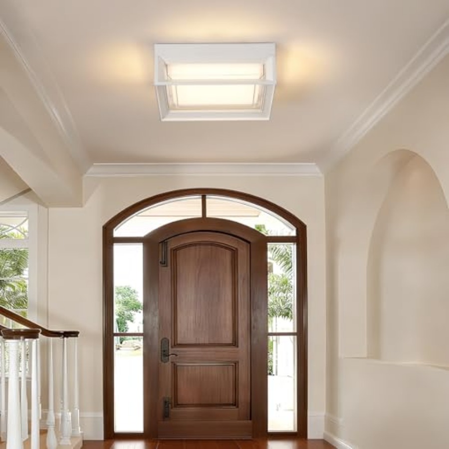 White Square Flush Mount Outdo – Outdoor Lighting For Patio Bewertung und Preis