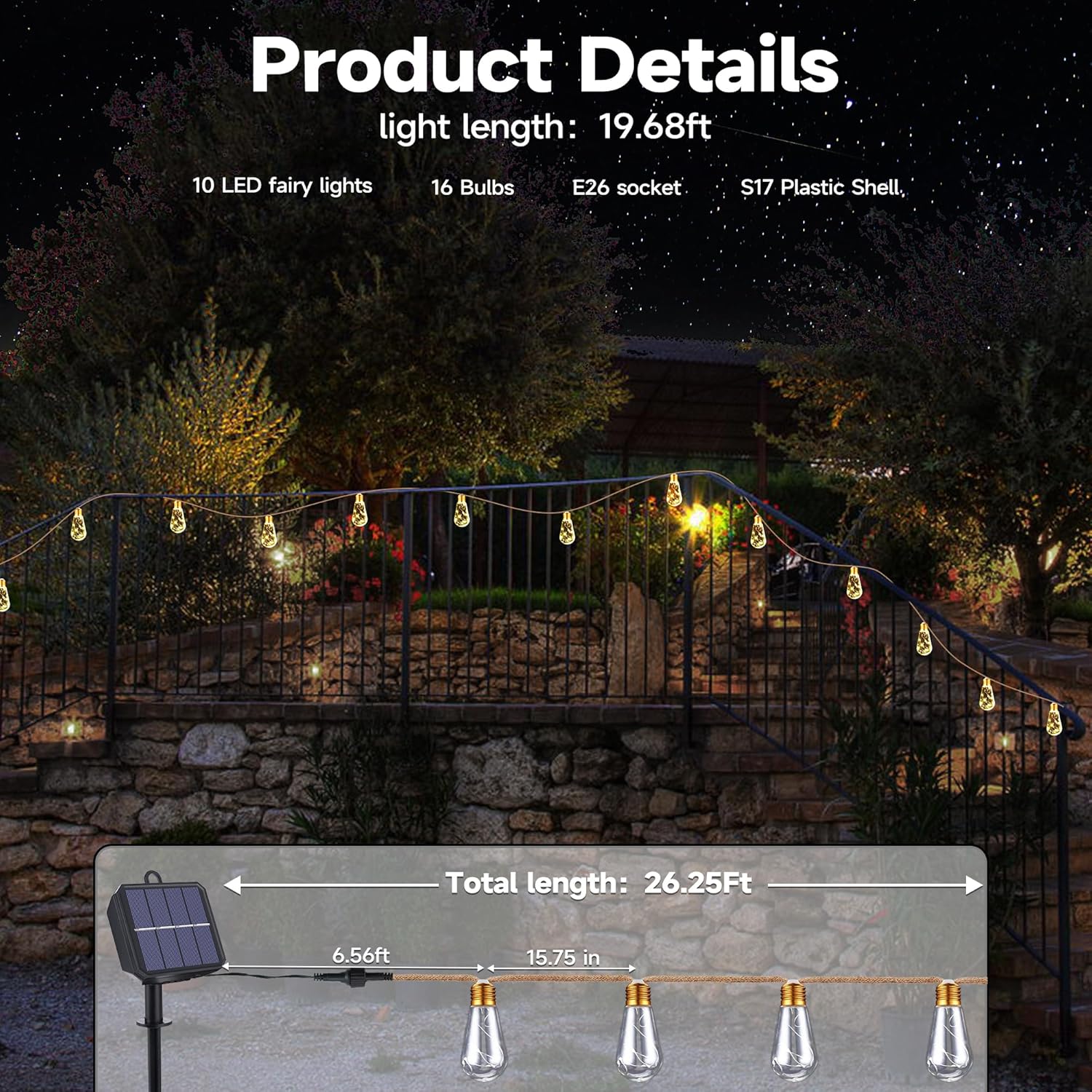 Solar Outdoor String Lights 20 – Outdoor Lighting For Patio Bewertung und Preis