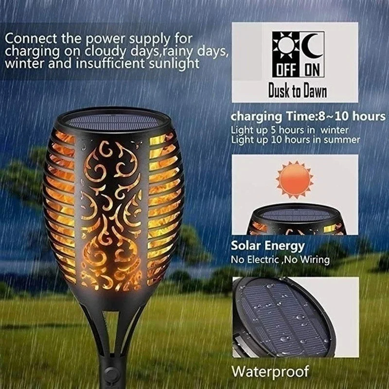 12/33/96LED Solar Flame Torch  – Fire Torch Solar Bewertung und Preis
