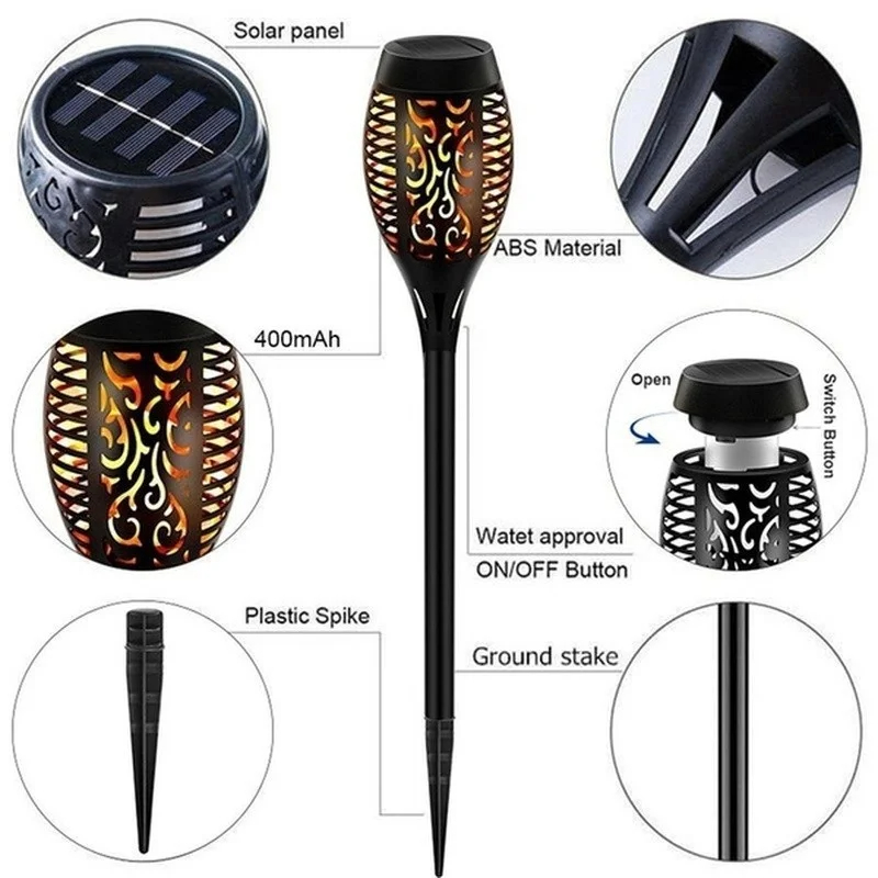 12/33/96LED Solar Flame Torch  – Fire Torch Solar Bewertung und Preis