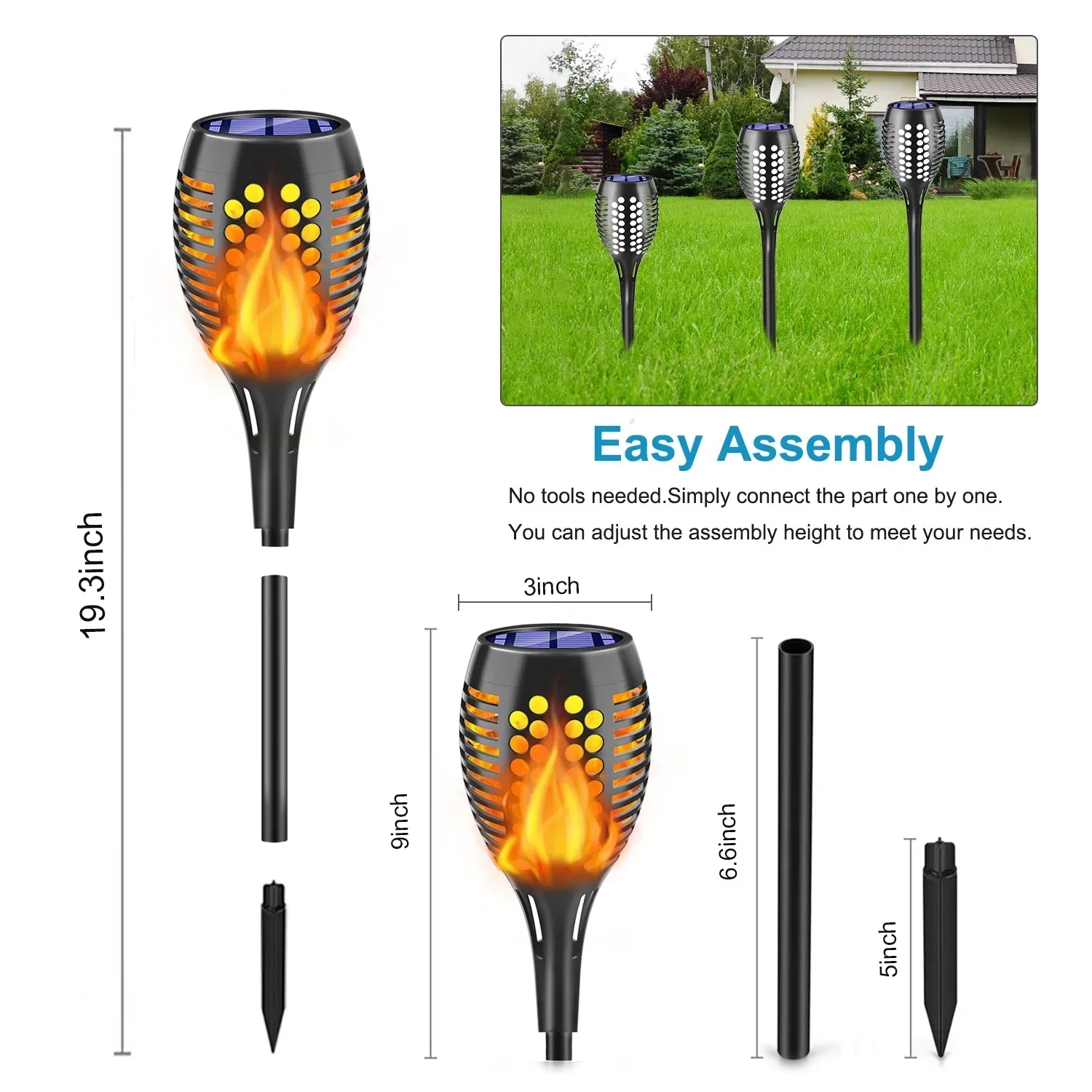 1-10Pack Solar Flame Light Out – Fire Torch Solar Bewertung und Preis