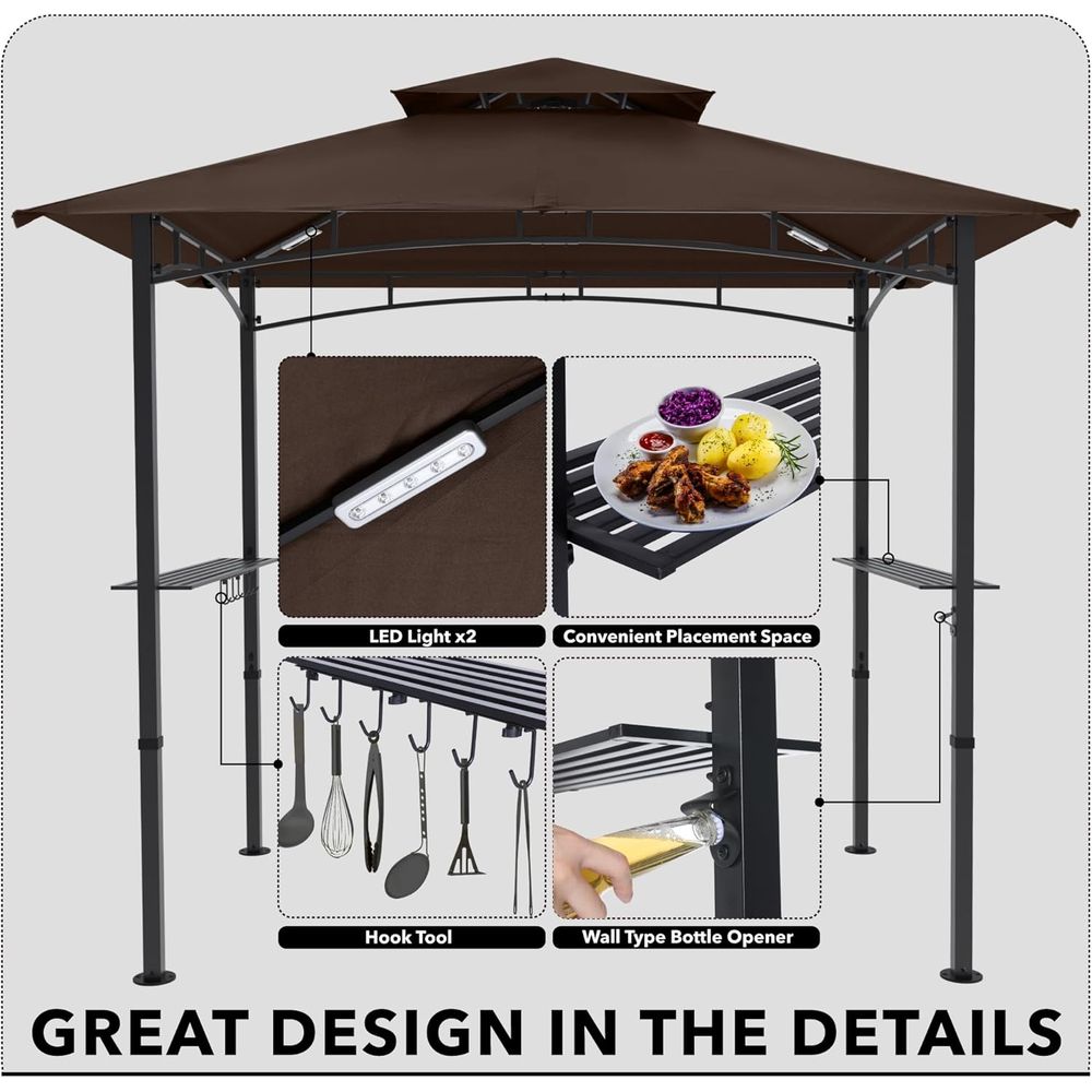 8ft x 5ft Outdoor BBQ Gazebo w – Outdoor Lighting For Gazebo Bewertung und Preis